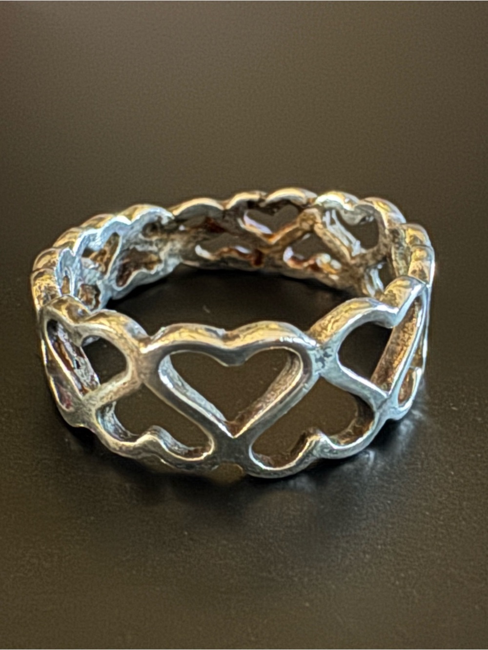 Sterling Silver Openwork Heart Band Ring - Size 7